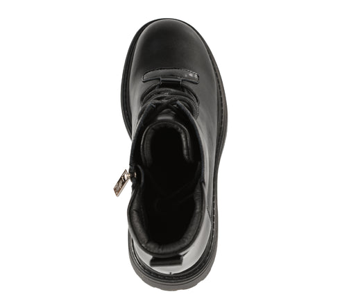 Ghete casual, dama, PASS COLLECTION JH50013A, negru, piele naturala, cu toc